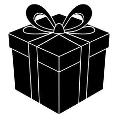 gift box icon black silhouette vector illustration