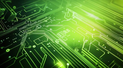 Obraz premium Futuristic Green Circuit Board Technology Background