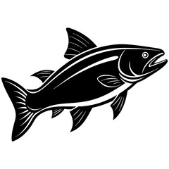 Salmon fish silhouette black vector illustration