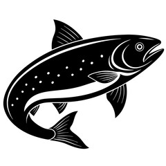 Salmon fish silhouette black vector illustration
