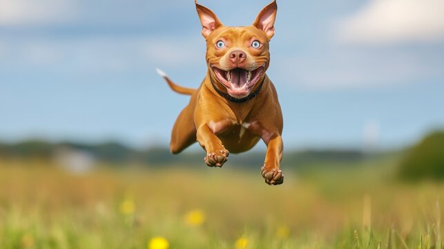 Happy Dog in Mid-Air