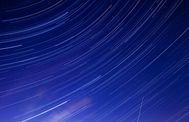 Stars night sky Germany recorded as star trail photo