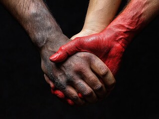 Hands interlocked in a powerful display of unity and support for labor rights, symbolic image with strong contrasts, [Labor Day solidarity], [strength and collective action]
