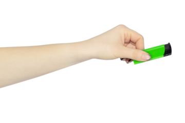 lighter in hand isolated from background, concept to pass or throw away