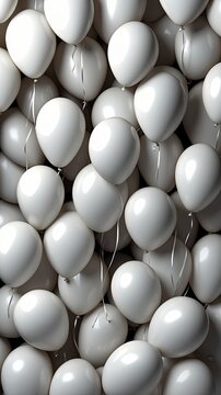 Ultra HD 3D realistic potrait photo of a smooth white balloon party background