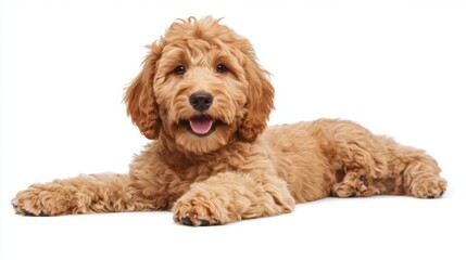 Fototapeta premium Happy Golden Doodle Relaxing