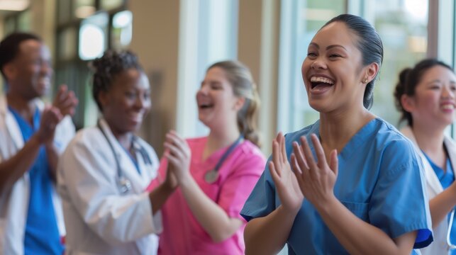The happy medical team clapping