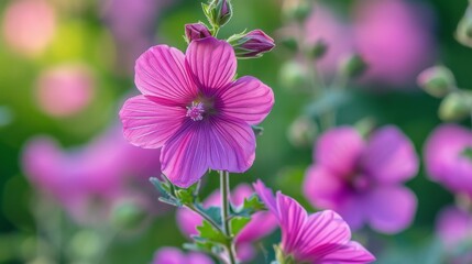 Fototapeta premium Vibrant mallow flower in full bloom