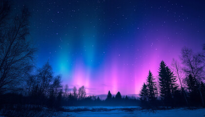 Fototapeta premium photo of Northern Lights, blue, purple
