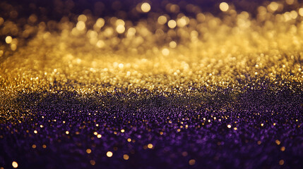 Obraz premium Gold and Purple Glitter with Bokeh Lights on Luxurious Background with Copy Space