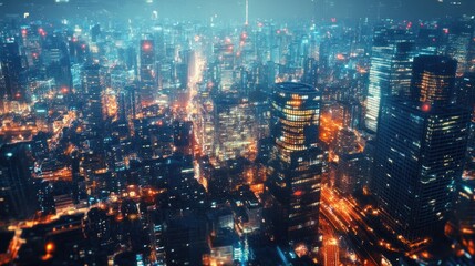 Nighttime Cityscape, A View from Above