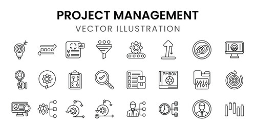 Project Management Line Icons