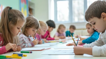 Fototapeta premium Kids Engaged in Arts and Crafts