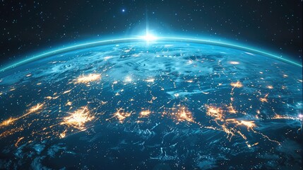 Fototapeta premium Futuristic Earth Technology And Internet vector art illustration. Generative AI.