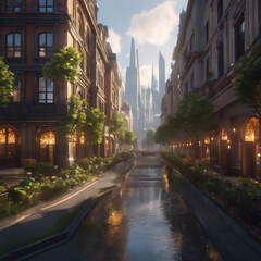 幻想的な風景街並み