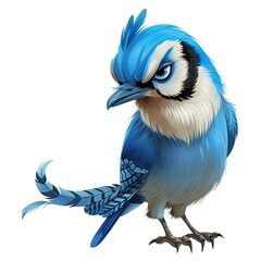 Obraz premium Blue Jay Disgust emotion fantasy animal cartoon isolated whitebackground
