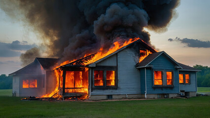 a house burning