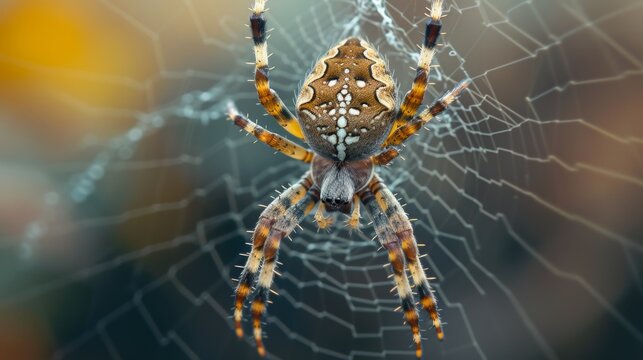 Cyclosa orb-weaver spider in its web