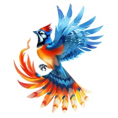 Obraz premium Blue Jay flame animal cartoon isolated whitebackground 16:9