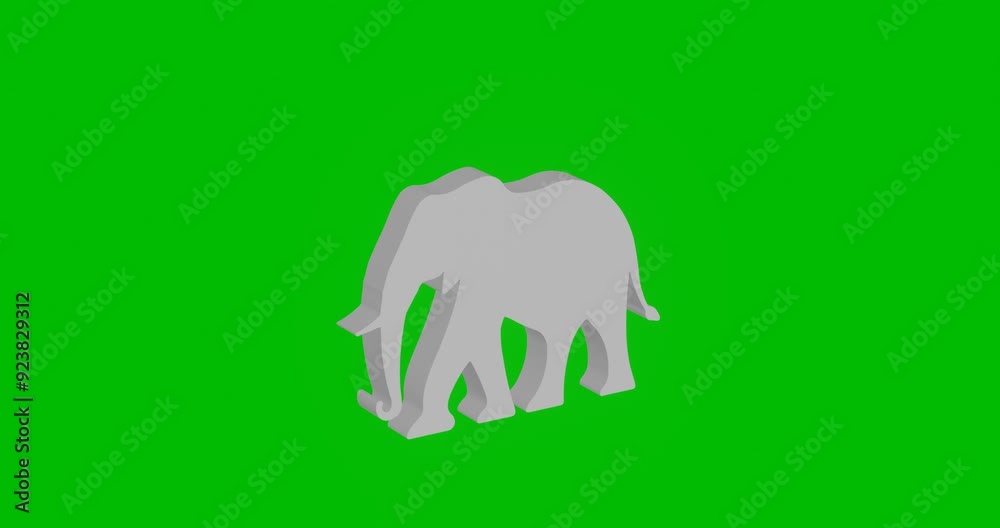 Poster animation of rotation of a white elephant with shadow. simple and complex rotation. seamless looped 