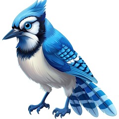 Blue Jay king fantasy animal cartoon isolated whitebackground