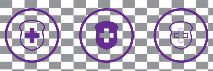 Health shield icons. Health protection symbols. Safety medicine. Vector illustration.