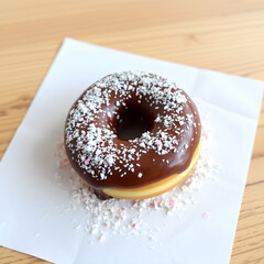 Una dona de chocolate con az&uacute;car glass muy rico