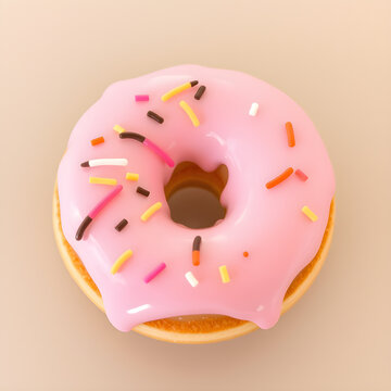 Una rica dona rosa con chispas, muy deliciosa
