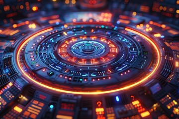 Futuristic Technology - Abstract Digital Interface with Glowing Lights