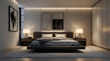 Modern Interior With Bright Wall, Living room, Bed room, kitchen, House Plants