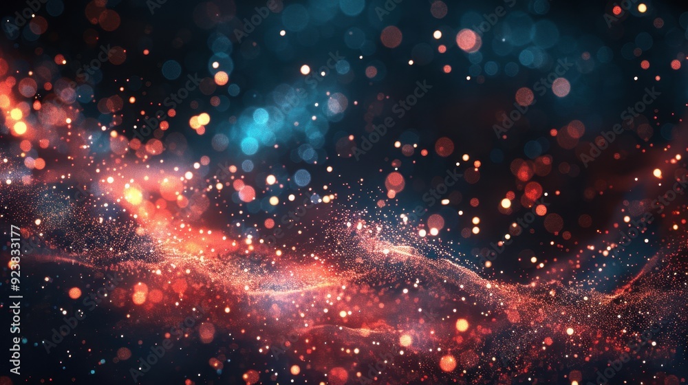 Wall mural abstract cosmic dust particles - colorful bokeh effect