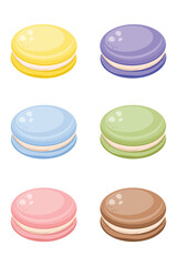 Colorful set cake macarons,macarons set.Vector illustration.
