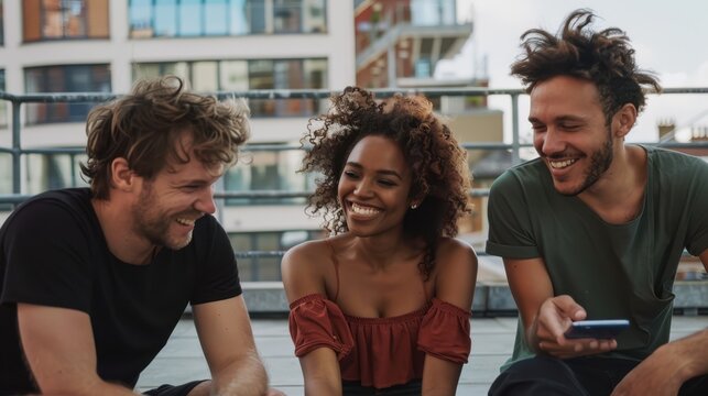 The smiling young friends.