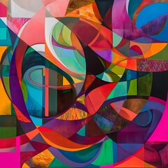 Fototapeta premium Vibrant Biomorphic Geometry Experimental Abstract Composition in Saturated Palette
