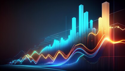 Naklejka premium Stock market graph with glowing upward trends, representing financial growth digital analyze data