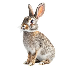 Photography of Alert Rabbit Standing on Transparent isolated png Background