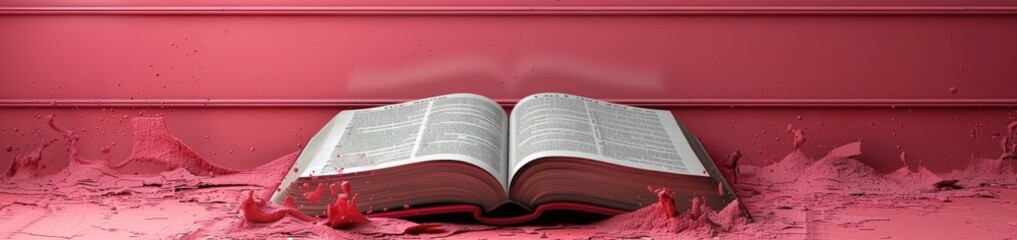 Fototapeta premium Open Book on a Pink Abstract Background