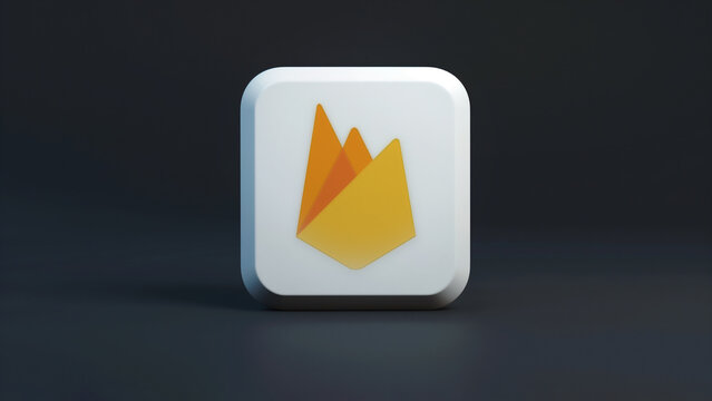 Google Firebase app 3d icon on a dark background