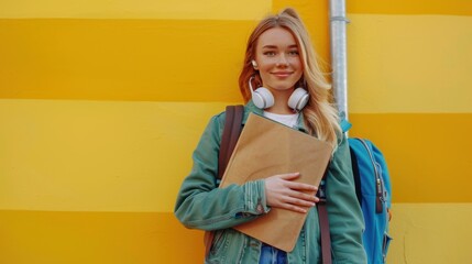 The student with headphones
