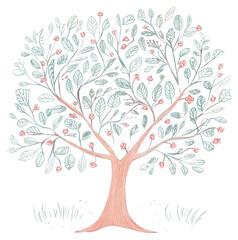 Obraz premium PNG Chalk style tree pattern plant illustrated.