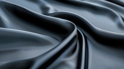 Close-up shot of black silk cloth with intricate weave highlighted by light.