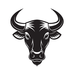 Bull face silhouette vector art illustration