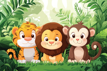 Naklejka premium cartoon illustration of a cute baby lion