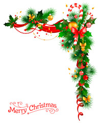 Holiday decorations with Christmas tree