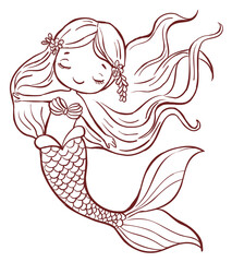 Cute Mermaid Baby Coloring Book For Girls