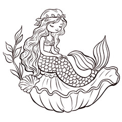 Cute Mermaid Baby Coloring Book For Girls