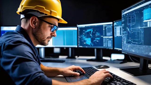 精密な電子設計！白人男性技師が製造施設でPCBプロトタイプを開発する作業風景