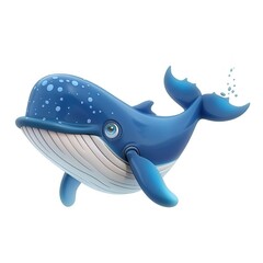 blue whale Wind animal cartoon isolated whitebackground 16:9