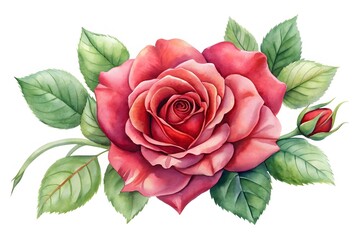 Rose flower watercolor isolated on white background. Vector illustration