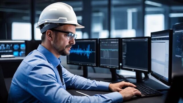 未来の電子機器を設計！PCBプロトタイプを開発する白人男性電気技師の精密作業風景